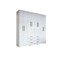 Guarda Roupa Casal 8 Portas e 6 Gavetas c/ Pés Liverpool Branco - Santos Andirá