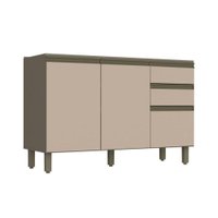 Balcão de Cozinha Connect c/ 3 Portas e 2 Gavetas p/ Pia 120cm Duna/Cristal - Henn