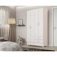 Guarda Roupa Solteiro 4 Portas e 2 Gavetas Astro Branco/Rosa - Demóbile