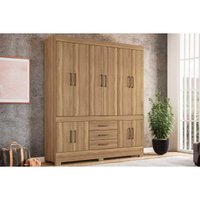 Guarda Roupa Casal 10 Portas e 3 Gavetas New Murano Amêndola Touch - Demóbile