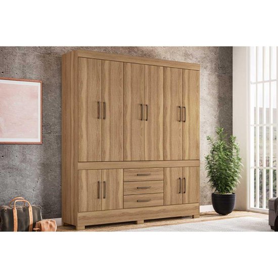 Guarda Roupa Casal 10 Portas e 3 Gavetas New Murano Amêndola Touch - Demóbile