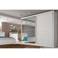 Guarda Roupa Casal Verona Plus c/4 Gavetas e 2 Portas de Correr c/1 Espelho Branco - Europa