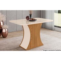 Mesa de Sala Jantar Luiza SC42 + Tampo Madeirado Vidro Curvo 120x80cm Nature/Off White - Henn