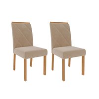 Cadeira Sala de Jantar Fernanda Madeira Kit 2 Un Madeira/Off White Suede/Nude - Cimol