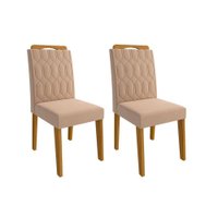 Cadeira Sala de Jantar Paola Kit 2 Un Nature/Suede Nude - Cimol