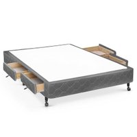 Cama Box Base c/Gavetas Casal Poli Tecido Gray (138x27-c/4 Gavs) - Castor