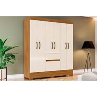 Guarda Roupa Casal 6 Portas de Abrir e 2 Gavetas c/ Pés Briz BS04 Nature/Off White - Henn