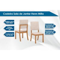 Cadeira Sala de Jantar Mila Kit 2 Un Nature/Veludo Light Marrom Amêndoa - Henn