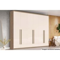 Guarda Roupa Casal 6 Portas e 3 Gavetas Jade Rústico/Off White - Henn