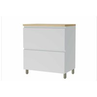 Balcão de Cozinha Rainha 1 Porta e 1 Gaveta c/ Tampo 80cm Branca/Nature - Nesher