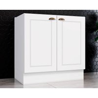 Balcão de Cozinha Americana c/ 2 Portas s/ Tampo 80cm Branco - Henn
