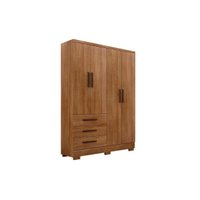 Guarda Roupa Solteiro 4 Portas e 3 Gavetas c/Pés Encant Freijo Cumaru - Novo Horizonte