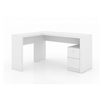 Mesa Canto p/Escritório ME4129 c/ 2 Gavetas Branco - Tecno Mobili