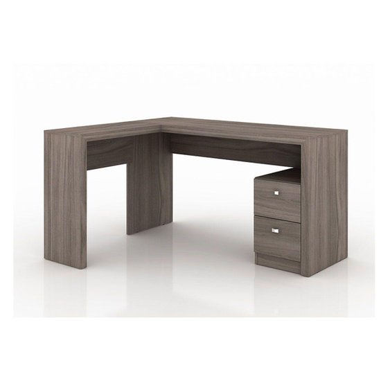 Mesa Canto p/Escritório ME4129 c/ 2 Gavetas Carvalho - Tecno Mobili