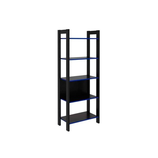 Multiuso Quarto Juvenil ME4166 c/ 5 Prateleiras Preto/Azul - Tecno Mobili