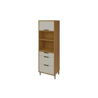Paneleiro de Cozinha Imperatriz c/ 1 Porta e 3 Gavetas (2 Fornos) 70cm Freijo/Off White - Nesher