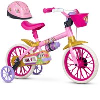 Bicicleta Infantil com Rodinha e Capacete aro 12 Menina Princesa Nathor