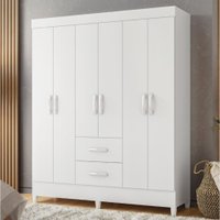 Guarda Roupas Casal 6 Portas 2 Gavetas Mobi Branco Flex Albatroz