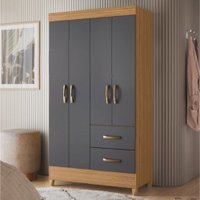 Guarda Roupas Solteiro 4 Portas 2 Gavetas Mobi Nature / Grafite Albatroz