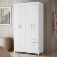 Guarda Roupas Solteiro 4 Portas 2 Gavetas Mobi Branco Flex  Albatroz