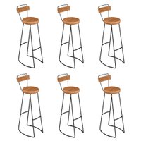 Kit 6 Banquetas Alta Astra Com Encosto Base Metálica - Pallazio