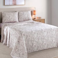 Jogo de Cama Queen 4 peças Lençol com Elástico 100 Algodão Percal 130 Fios 158x198x35cm - Dohler