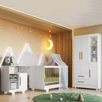 Quarto de Bebê Completo Flocos 100% MDF 4 Portas 2 Gavetas 4105