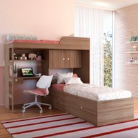 Beliche Atacama 6 Portas 1 Gaveta com Escada Cama Alta e Bancada de Estudo