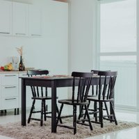 Mesa de Jantar Ditália com 4 Cadeiras JA-225 Cor:Preto