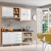 Cozinha Ditália Aspen com tampos Carv/Branco A58
