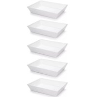 Kit 5 Travessas Retangulares 2,2L Brancas Salada Sobremesa Petisco Cozinha Restaurantes Coza