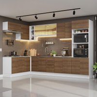 Armário de Cozinha Completa de Canto 499cm Branco/Rustic Stella Madesa 03