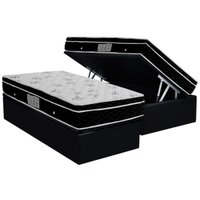 Cama Box Baú Solteiro: Colchão Molas Bonnel Ortobom Nanolastic Physical Spring + Base CRC Courano Black(88x188)