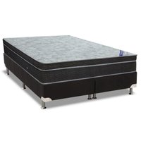 Cama Box King: Colchão Molas Bonnel Ortobom Nanolastic Light Selado + Base CRC Suede Black(186x198)