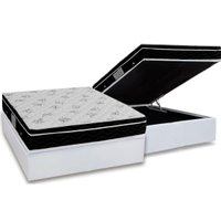 Cama Box Baú Casal: Colchão Molas Bonnel Ortobom Nanolastic Physical Spring + Base CRC Courano White(138x188)