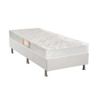 Cama Box Solteiro: Colchão Ortopédico Castor Sleep Firme + Base CRC Courano White(88x188)