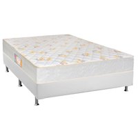 Cama Box Casal: Colchão Ortopédico Castor Sleep Firme + Base CRC Courano White(138x188)