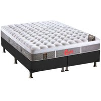 Cama Box Queen: Colchão Molas Ensacadas Castor Pocket Light Stress Oxygen New Plush + Base CRC Suede Gray(158x198)