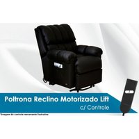 Poltrona Reclinável Motorizada p/ Sala Texas Fantastic Zero Wall c/ Lift Courano Preto - Probel