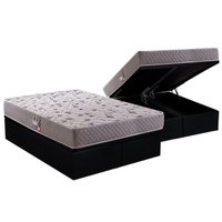 Cama Box Baú Queen: Colchão Anatômico Herval D45 / AG65 Black Double Face + Base CRC Suede Black(158x198)