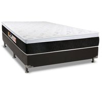 Cama Box Casal: Colchão Espuma D45 Castor Black e White AIR + Base CRC Suede Black(138x188)