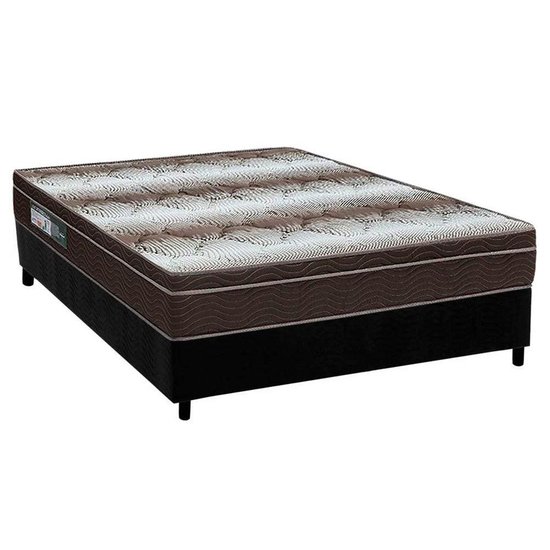 Cama Box Casal: Colchão Ortopédico Ortobom Light OrtoPillow + Base CRC Suede Black(138x188)
