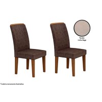 Cadeira Sala de Jantar Lunara Kit 2 Un Imbuia/Bege Turim - Rufato