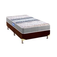 Cama Box Solteiro: Colchão Espuma D45 Probel Guarda Costas + Base CRC Suede Brown(88x188)