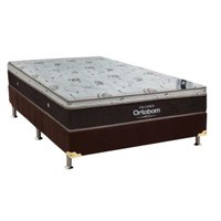 Cama Box Casal: Colchão Molas Ensacadas Ortobom SuperPocket Sleep King Látex + Base CRC Suede Brown(138x188)