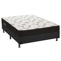 Cama Box Casal: Colchão Espuma D45 Ortobom Light Saúde Ortopilow + Base CRC Suede Black(138x188)