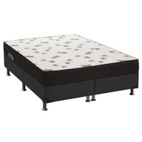 Cama Box Queen: Colchão Espuma D45 Ortobom Light Saúde Ortopilow + Base CRC Suede Black(158x198)