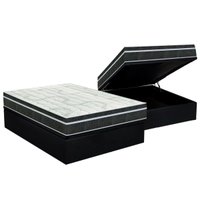 Cama Box Baú Casal: Colchão Molas Bonnel Orthoflex Venezia + Base CRC Courano Black(138x188)