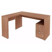 Mesa Canto p/Escritório ME4129 c/ 2 Gavetas Amêndoa - Tecno Mobili