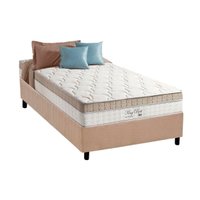 Cama Box Solteiro: Colchão Molas Anjos Superlastic King Best + Base CRC Suede Clean(88x188)